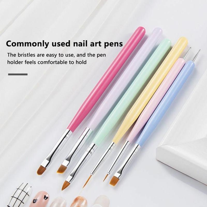 6Pcs/Set Nail Glue Phototherapy Pen Uv Gel Brush Pen Acrylic Brush Professionnal Nail Art Brushes Painting Drawing Brush
