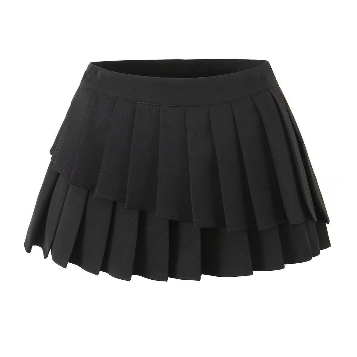 European and American style, new women s clothing, foreign style irregular pleated skirt (with culottes inside) S чёрный