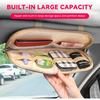 Car Sun Visor Organizer, Multi-Pocket PU Leather Sunglass Holder And Storage Pocket With Net Zipper, Card Sleeve Pocket Organizer, Auto Interior
