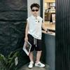 Boys' Trendy Cotton Polo Vest Set - Summer 2026 Collection: Lapel Sleeveless Tops for Medium & Large Kids
