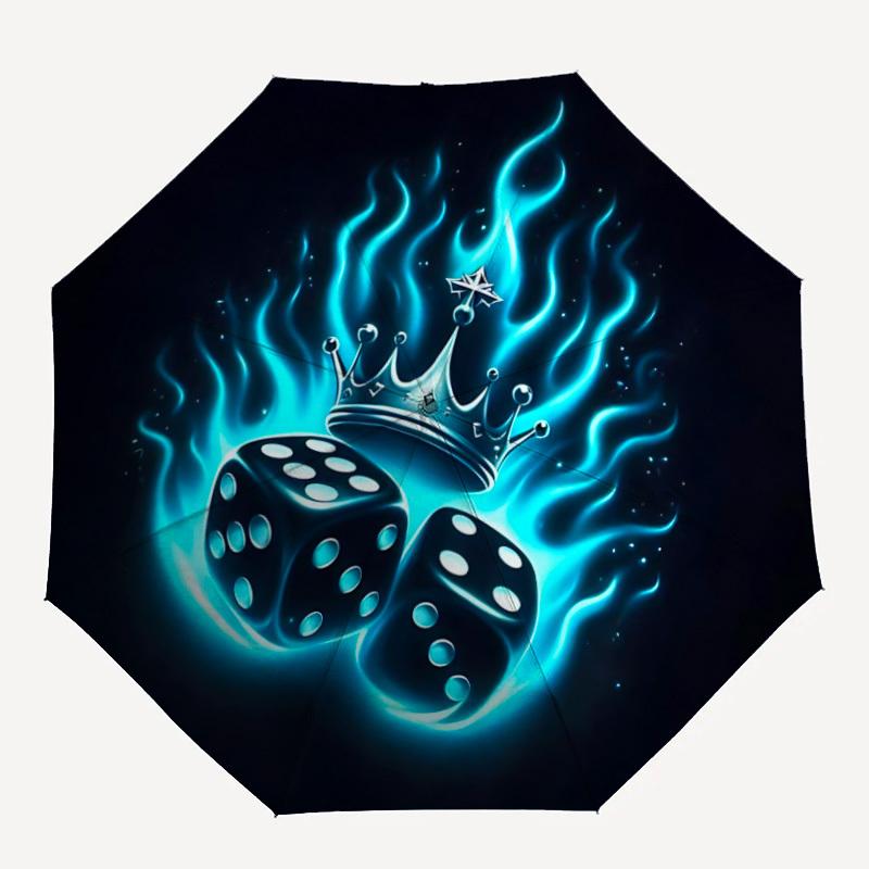 

1pc Dice Crown Automatic Folding Umbrella - Compact 8-Rib Design, Durable Plastic & Iron, Lightweight for Outdoor Daily Use264