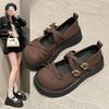 Bow Platform Small Leather Shoes Women's Spring New Versatile Round Head Mary Jane Single Shoes