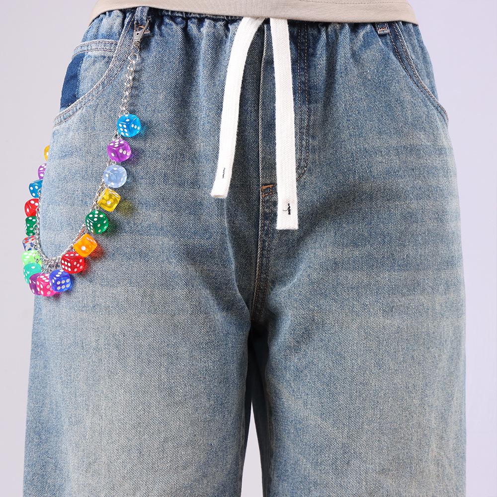 Unisex barevný řetízek na džíny s kostkami - Trendy hip hopový styl