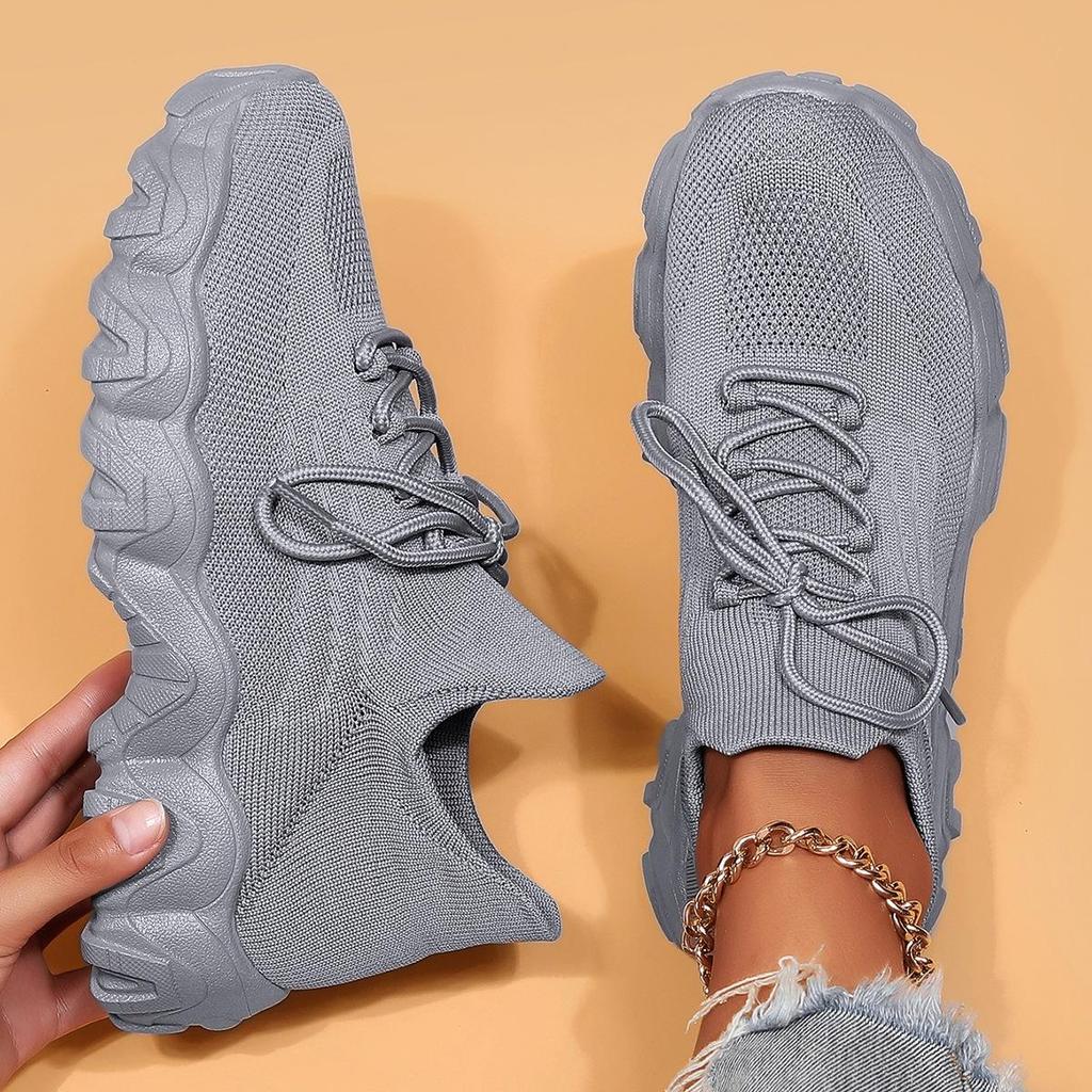Różowe Sneakersy Wiosenne Damskie Buty Codzienne Oddychające Siateczkowe Sneakersy dla Kobiet Platforma Wsuwane Dzianinowe Skarpety Sneakersy Panie