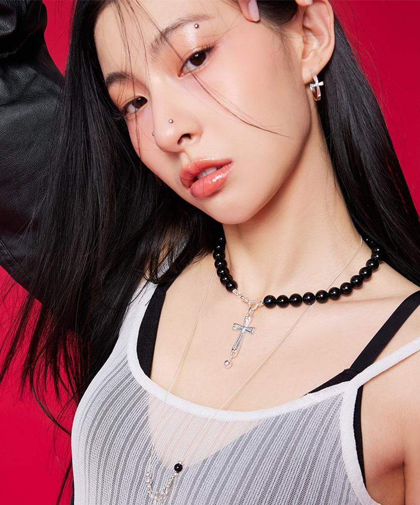 Nimbus Shine Cross Onyx Necklace