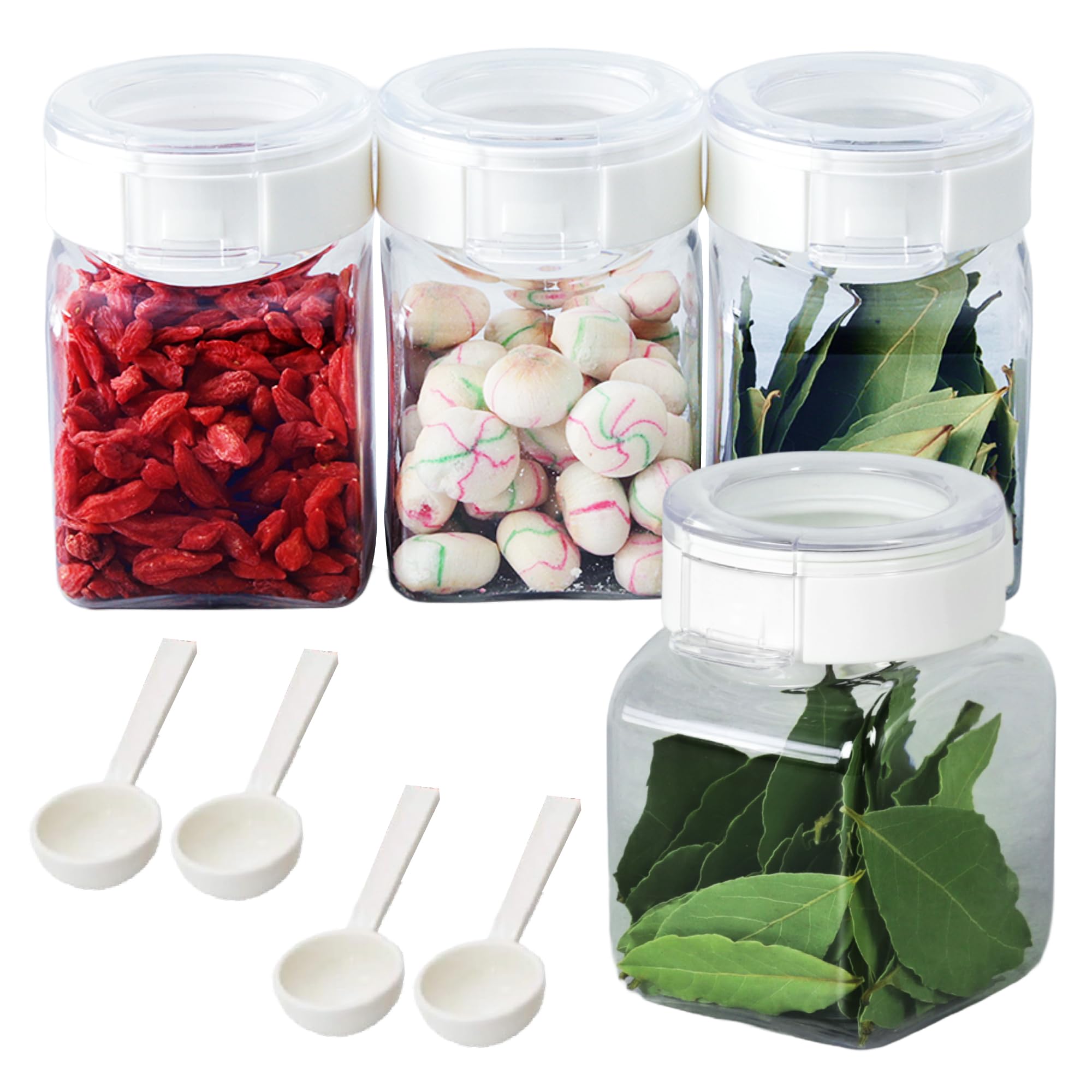 

TAKEYA Storage Set of with High Refrigerator Potato TAKEYA Freshlock White [Official] Containers, 4, Square, 300ml, Spoon, FRESHLOK, Airtightness,