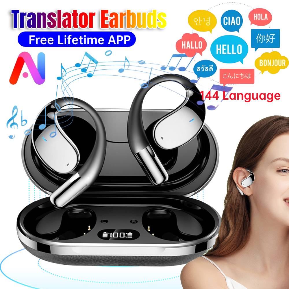 

JYL TS AI Translator Earbuds Real-Time 14 Language BT Sport темно-каштанового кольору