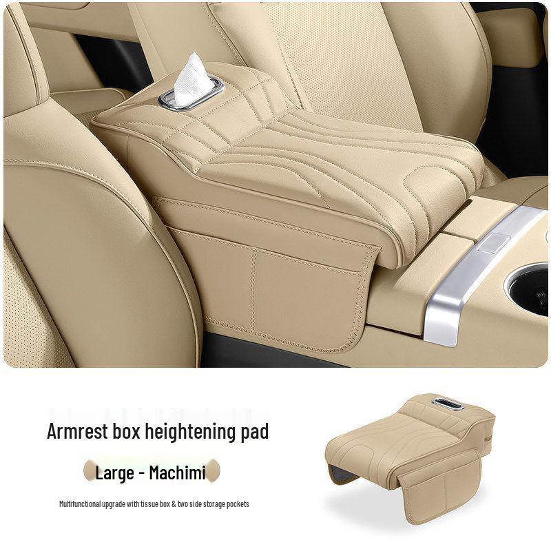 Zunjie S800 Armrest Box Pad with Tissue Box, Cup Holder, and Storage Bag for Car Interior Accessories.