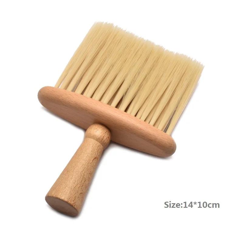 HeMu-Car Interior Wooden Handle Soft Bristle Cleaning Brush, Household Dust Brush, Barber Shop Hair Brush, Facial Cleansing