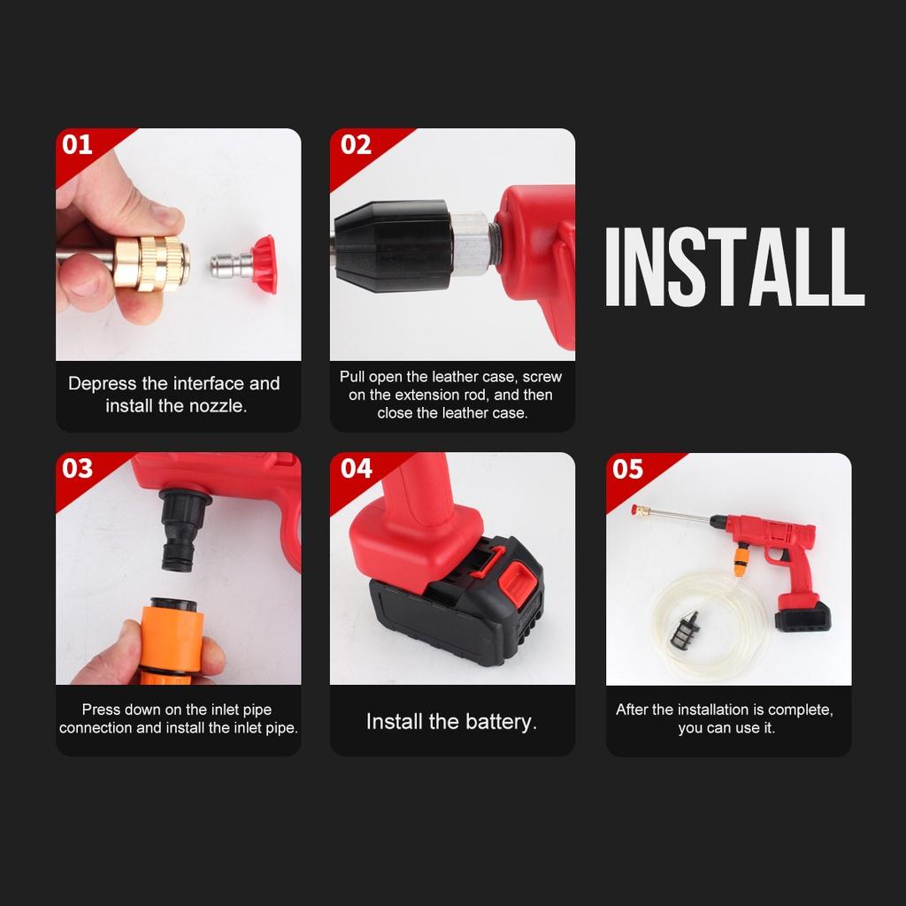 30Bar Cordless Electric High Pressure Washer 15000mAh Rechargeable Auto Car Washing Spray Gun Water Gun for 18V Battery