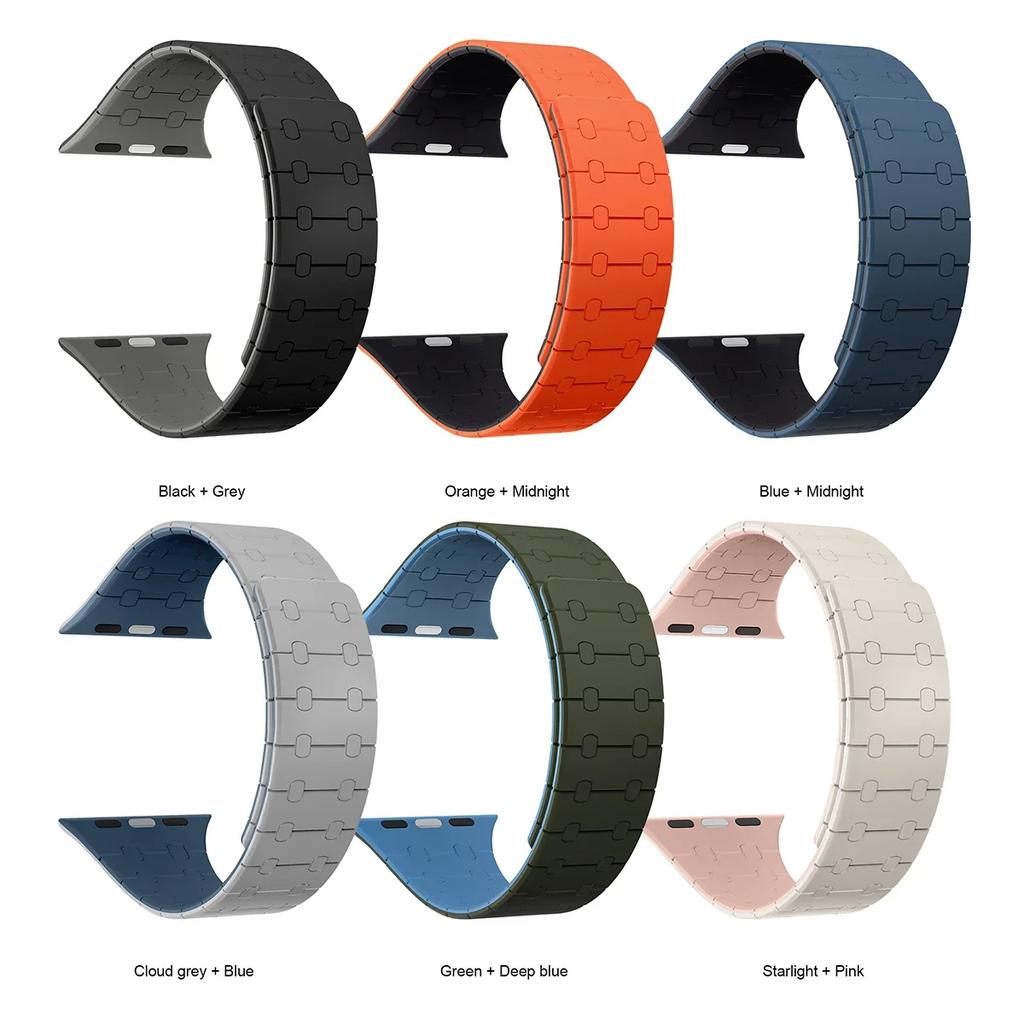 Magnetic Silicone Band for Apple Watch Ultra 3 2 49mm 44mm 46mm 42mm 40 41mm 45mm Strap Bracelet IWatch Series 11 10 9 8 7 6 SE