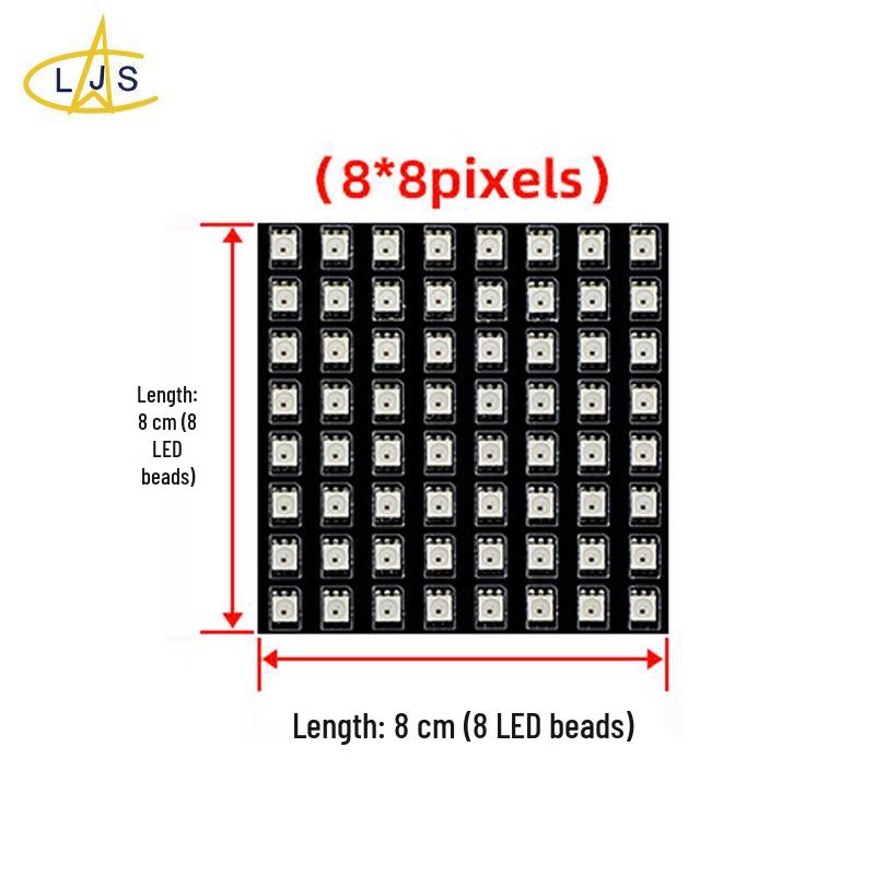 WS2812 Dream Color RGB LED Dot Matrix Flexible Display Screen, Programmable DC5V Full Color Point Light Source.