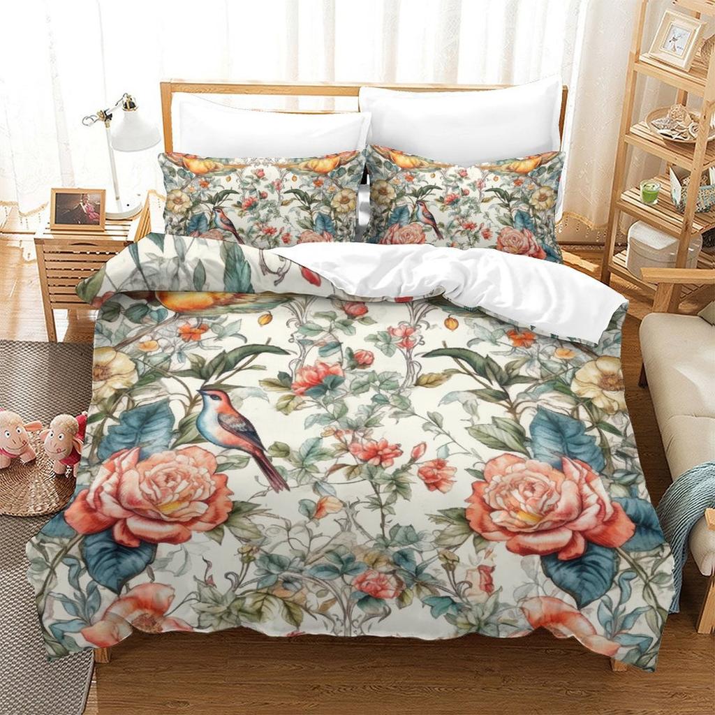 3D Digital Printing Hand-Painted Plant Flower Quilt Cover Pillowcase Two Or Three-Piece Set Polyester Abraded