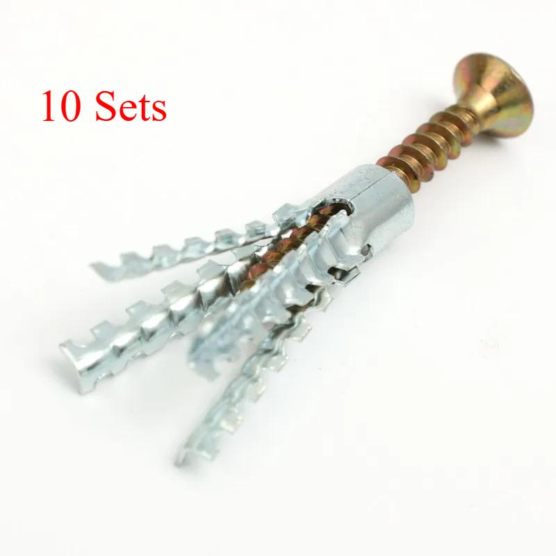 200/10Set Expansion Pipe for Hollow Walls Tile Drywall Anchors with Screw Self Tapping Screw Drilling Plug Expansion Bolt Tools