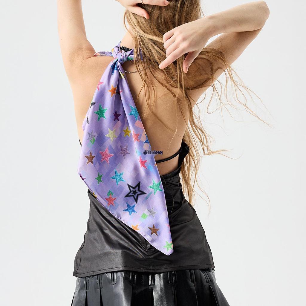 Zheng Baiwan Starry Sky Silk Scarf: Fashionable Women's Square Scarf & Bandana for Festivals