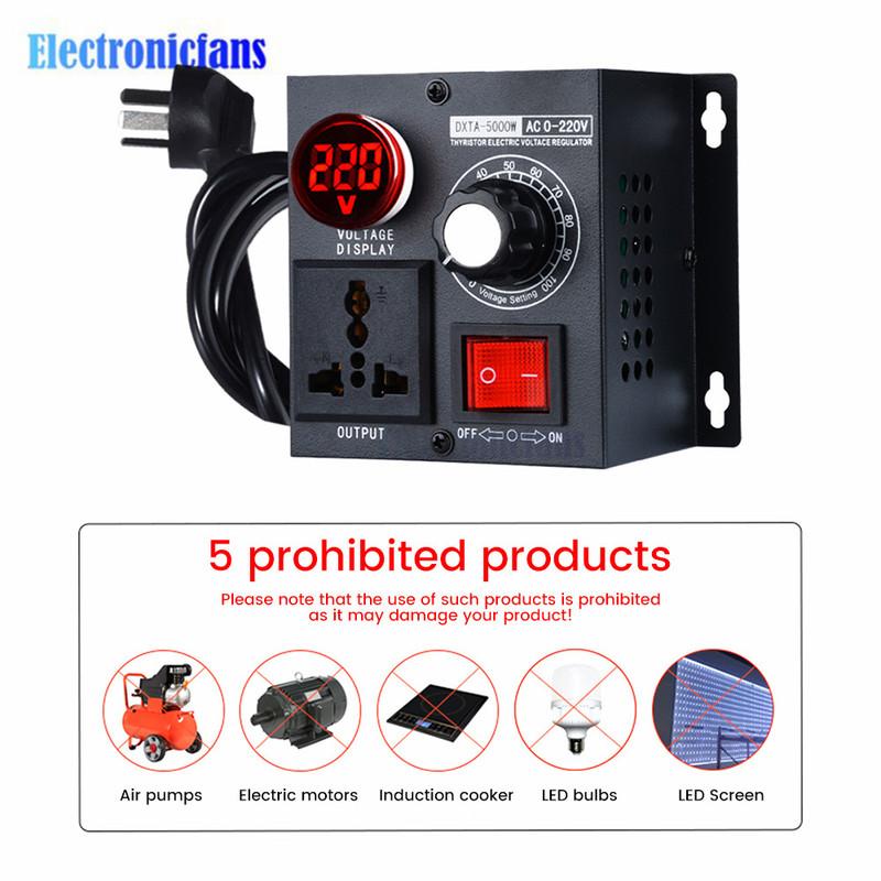 5000W Induktionsspannungsregler Controller Geschwindigkeitsregelung Thermostat Dimmung Verlangsamung 220V einphasiger Wechselstrom Regler Schalter