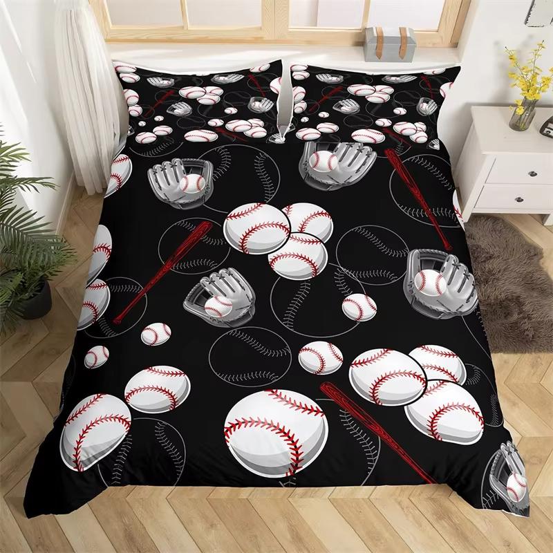 Young Boys Basebal Soft Duvet Cover Tens Sports Theme Beding Set Microfiber 3D Basebal Bat Gloves Warm Comforter Cover Twin King Quen Sized Dimensions