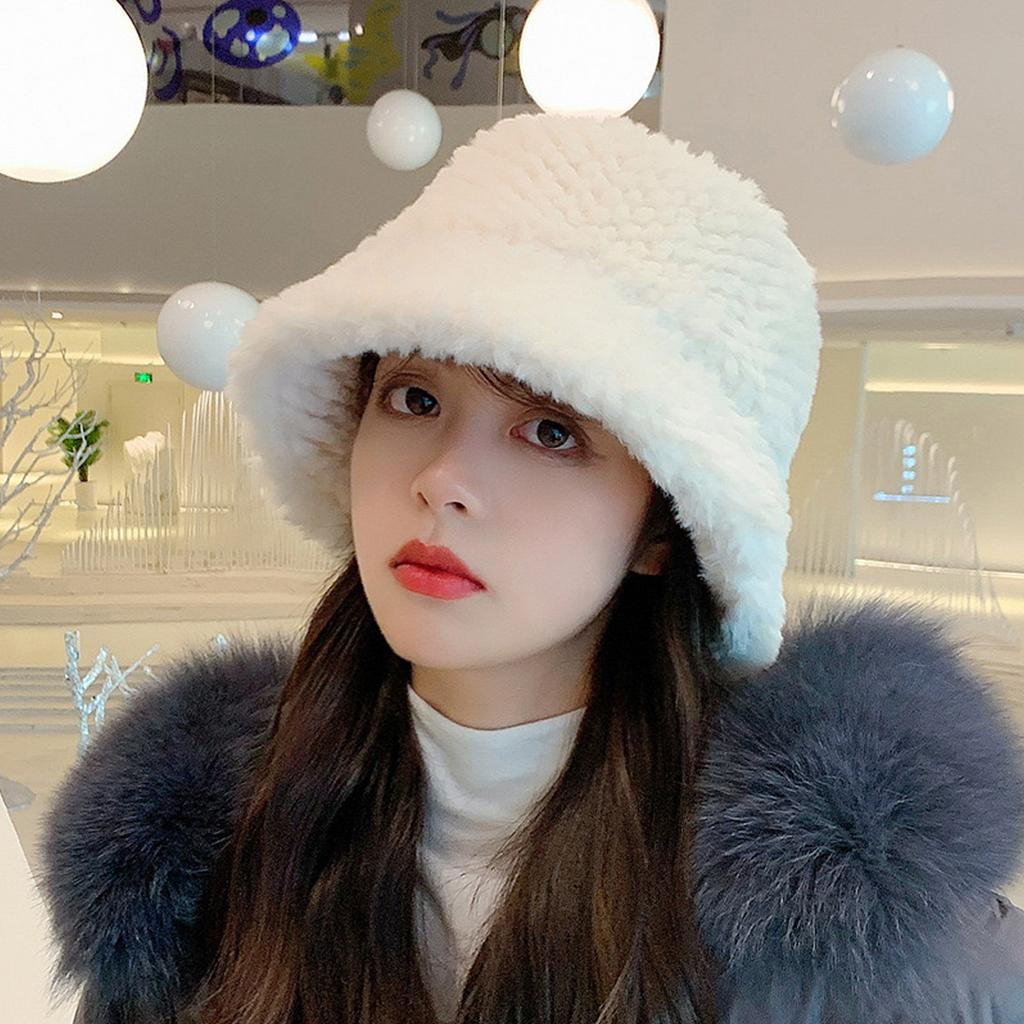 Women Thicken Flat Top Bucket Cap Lamb Wool Bucket Hat Winter Warm Hats for Unisex Men Panama Hat Outdoor Fisherman Caps Gorras