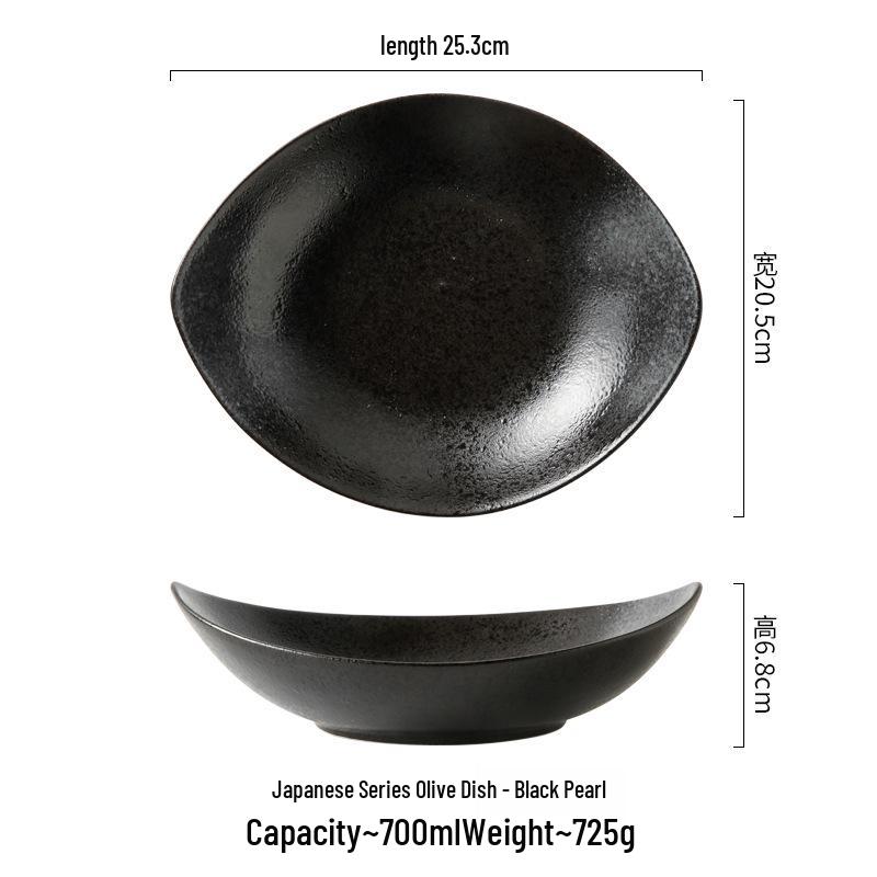 Japanese Olive Stone Pattern Ceramic Plate for Pasta and Pizza