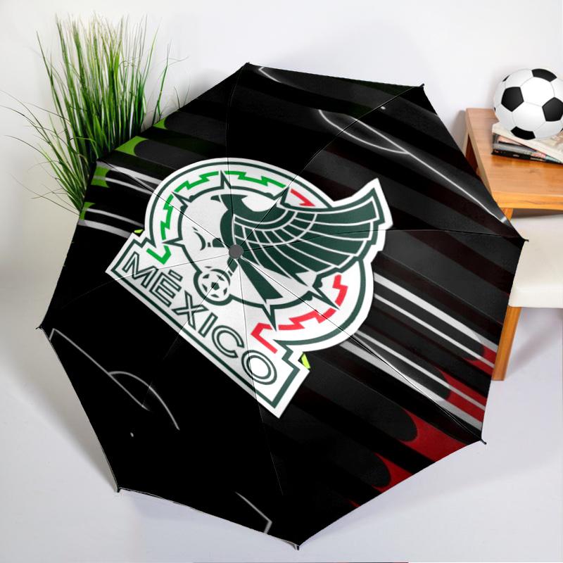 Mexico Football Emblem Umbrella - Automatic Open/Close, Compact 8-Rib Lightweight Umbrella Essential for outdoorPicnic Accessory Fan Gifts