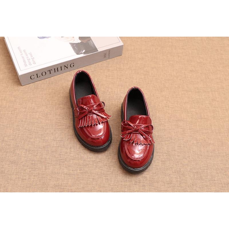 Kids Girls British Style Tassel Princess Mary Jane Leather Dress Shoes
