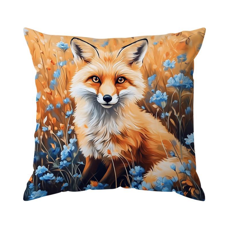 Fox Oil Painting Cushions Pillowcase Printed Polyester 45X45Cm Throw Pillow Cover Decorative Sofa Cushion Pillowslip Home Decor