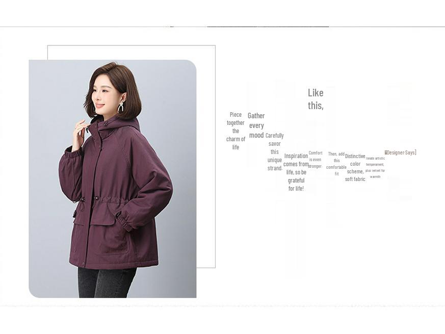 Plus Size Women's Korean Style Parka: 2024 Winter Fleece-Lined, Loose, Slimming Cotton Coat for Moms