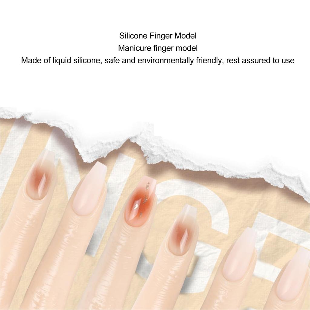 Silicone Practice Silicone Nail Training Flexible Joint Nail Finger Models for DIY Bendable Fake Training Fingers for Nail Art Skin Fingers, 5pcs,