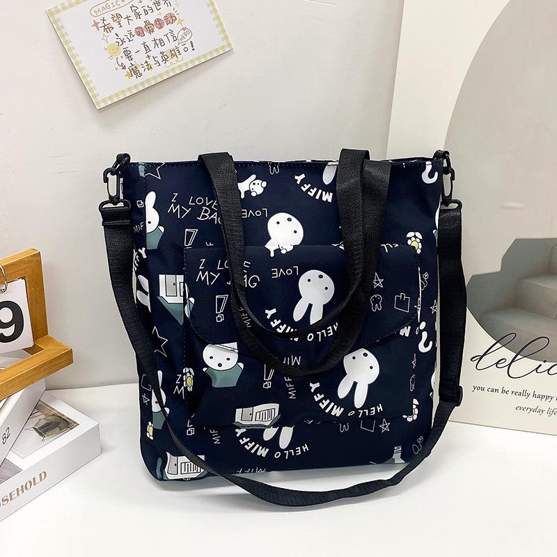 

Нишевый рюкзак для студентов с граффити в виде кроличьей головы, школьная сумка, осень 2025, большая вместимость, женская сумка через плечо для уроков макияжа чёрный