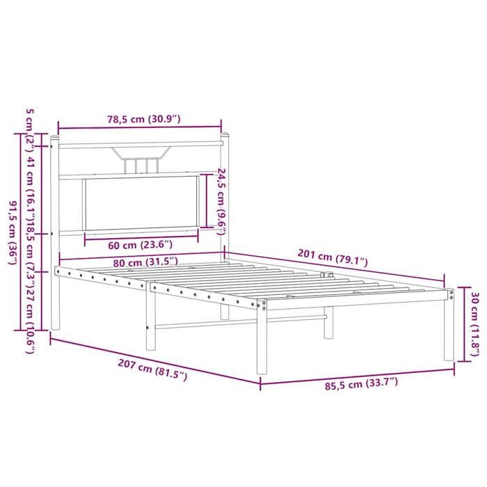 VidaXL Cadre de lit sans matelas chêne fumé 80x200cm bois d'ingénierie 4106734