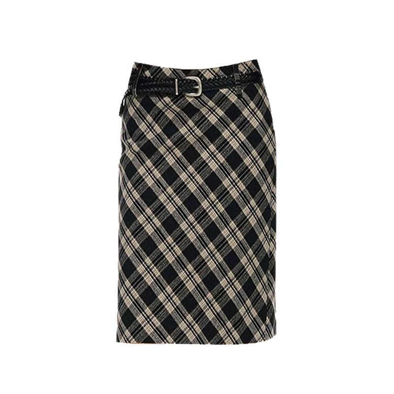 Женская корейская ретро шерстяная твидовая клетчатая юбка средней длины для осени/зимы Large