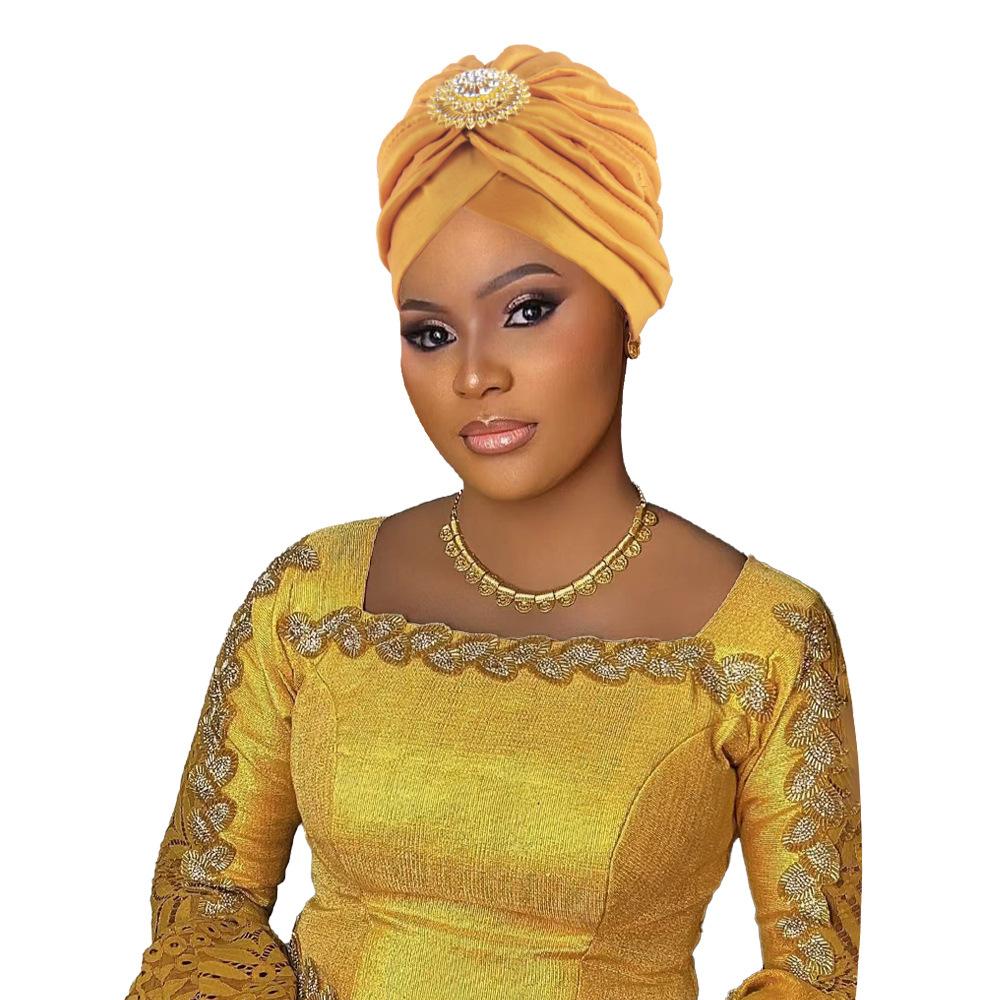 Indian Women Chemo Cap Muslim Diamonds Hijab Pleated Turban Wrap Headscarf Beanies Hair Loss Bonnet Hat Femme Turbante Mujer New