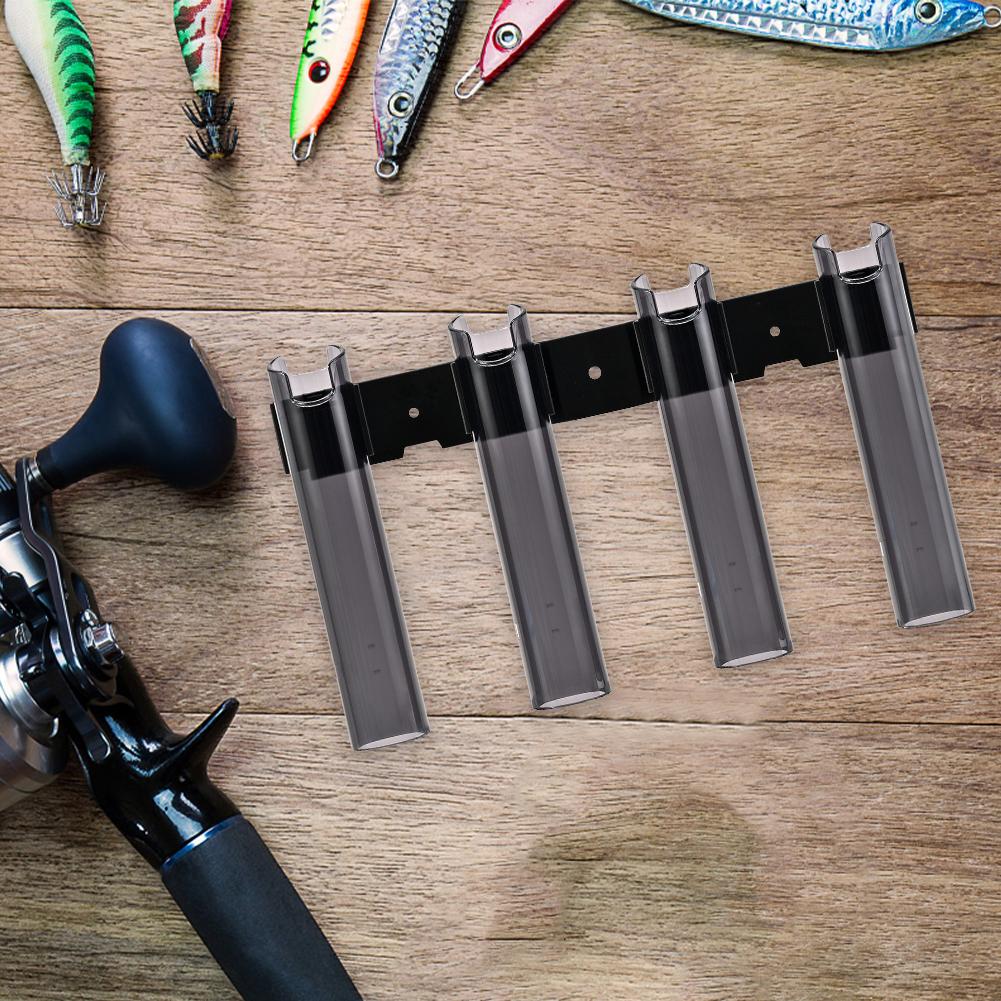 Fishing Rod Holder Bracket 4 Tubes Rod Rack Fits Spinning Or Casting Rod Wall Mounted Fishing Rod Holder for Wall Garage Storage