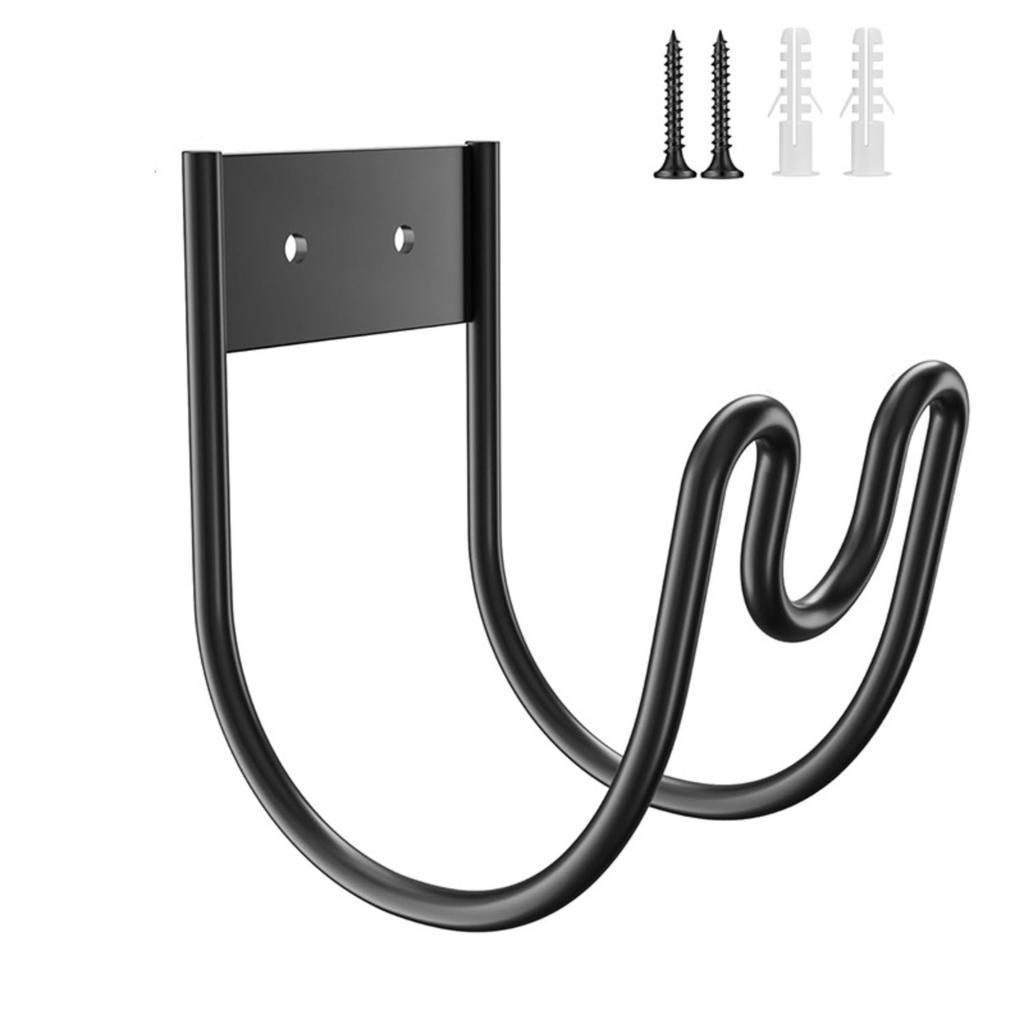 Black Garden Hose Hook Wall Mount Hose Holder With Slots For Hose Extension Cords