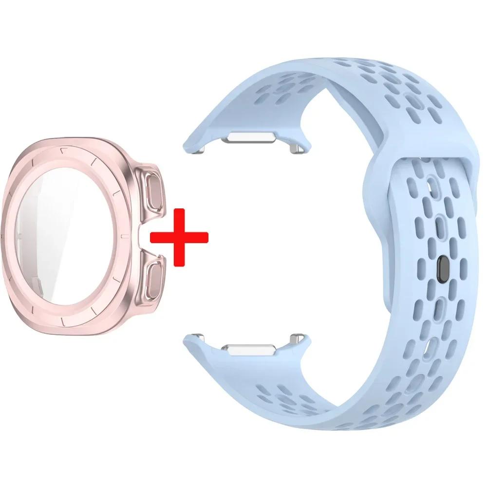 Silicone Strap+Case For Samsung Galaxy Watch Ultra 47 Sport Watchband Bracelet for Galaxy Watch Ultra Tempered Glass Cover Band