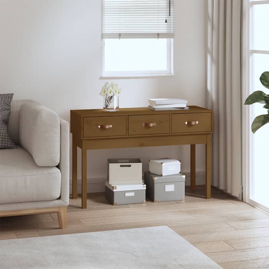 Console Table Honey Brown 114 X 40 X 75 Cm Solid Pine Wood