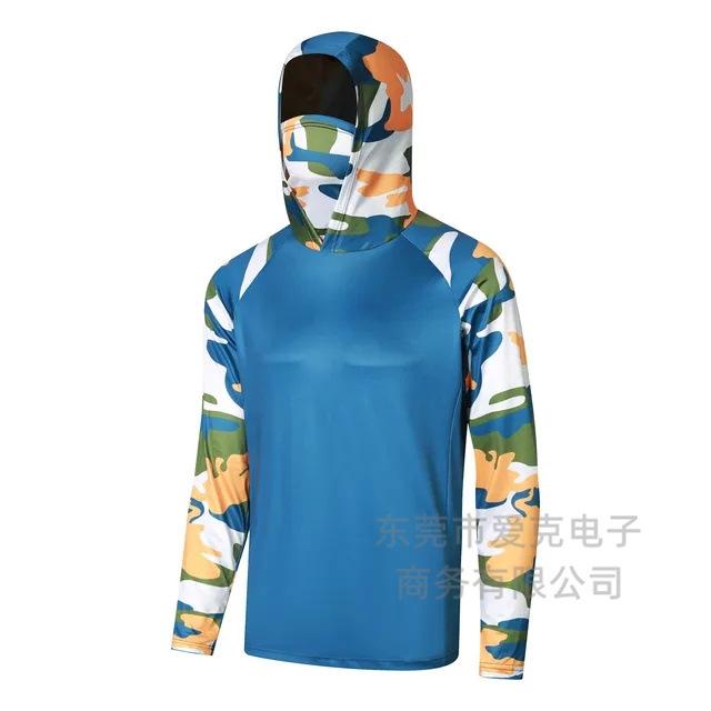 Men's sunscreen clothing summer UV protection breathable quick drying outdoor fishing clothing Luya fishing clothing hooded with mask