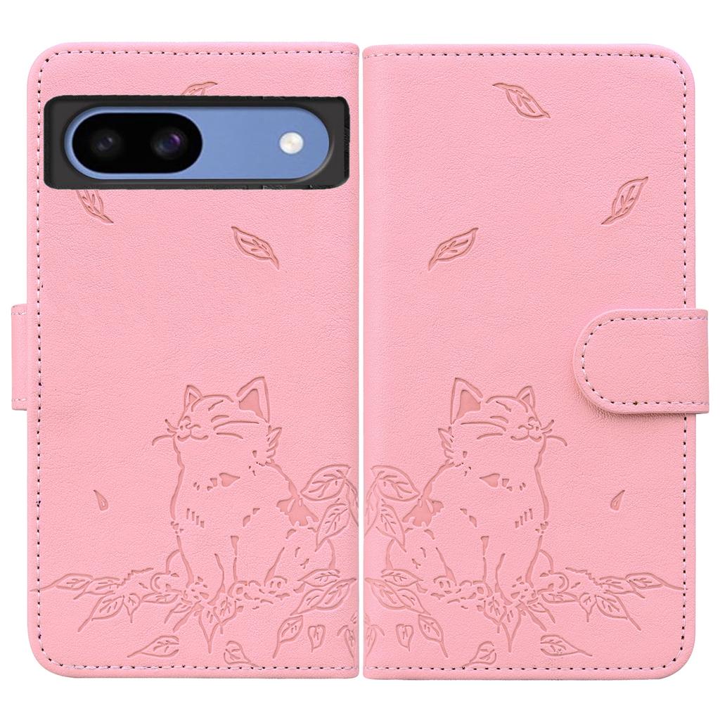 For Google Pixel 8a Case Wallet Cat Pattern Imprinted Leather Phone Cover