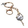 Bag Charm Zinc Alloy Keychain Pendant, Ballet Girl Shape Key Holder with Removable Imitation Gemstones Rhinestones, Easy To Install Lobster Clasp