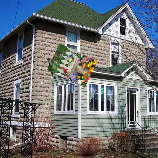 

Spring Garden Friends Flag 18 x 12 Birds Birdbath Floral House