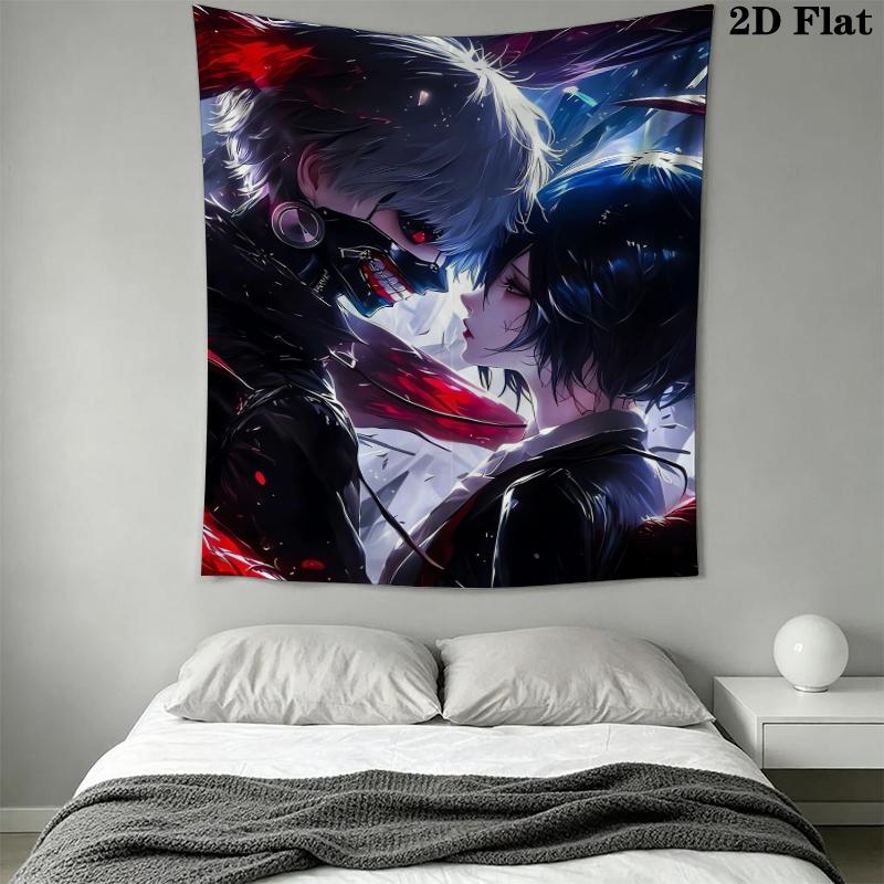 Tokyo Ghoul Wall Tapestry Aesthetic Wall Hanging Printed Fabric Blanket Decorative Tapestries for Bedroom Living Room Home Decor