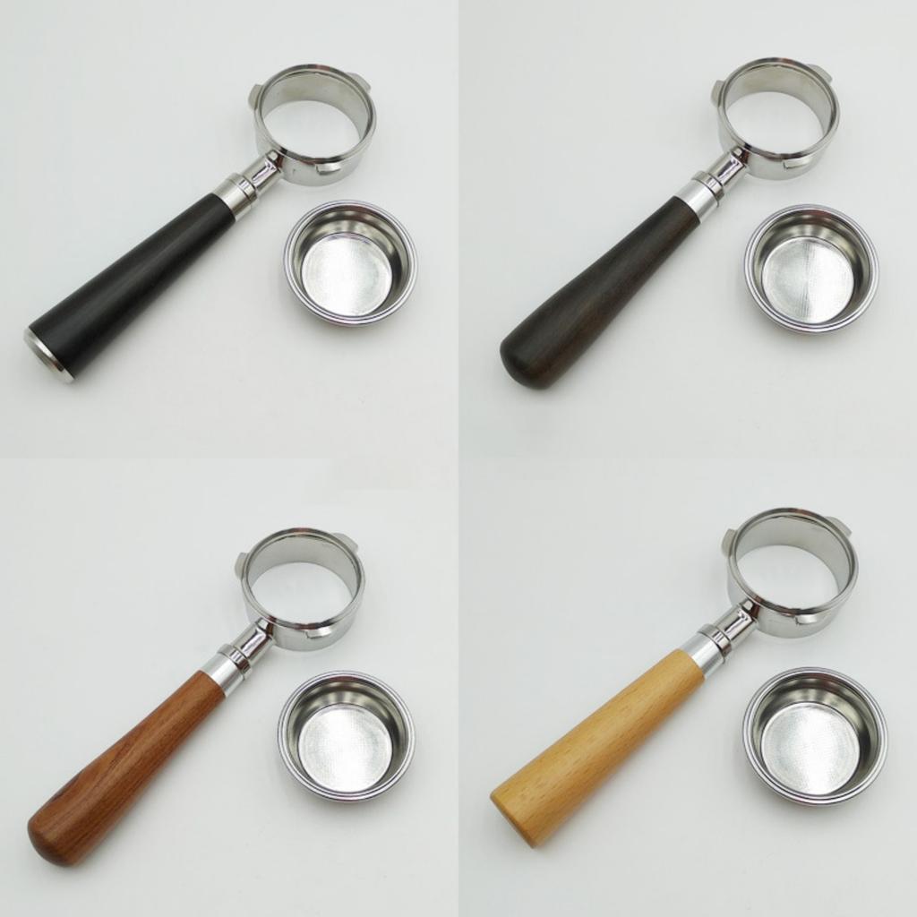 Three Ear 58mm Bottomless Portafilter Solid Wood Handle for Espresso Machines Accessories Commercial Coffee Equipment