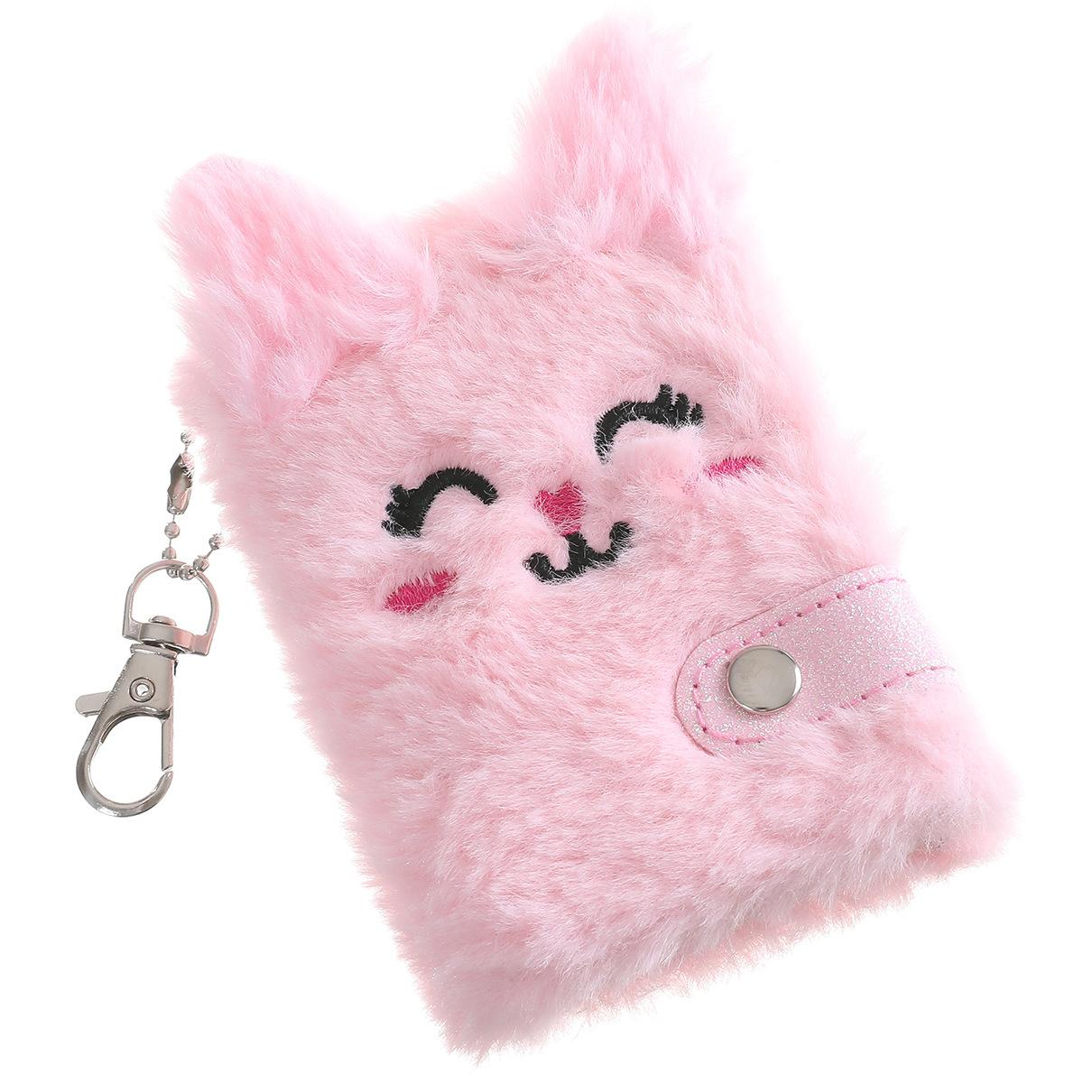 

Kawaii Notebook For Girls Stationery Gift Small Plush Journal Diary Notepad Blank Inner Papers Sketchbook With Keychain Protable as show