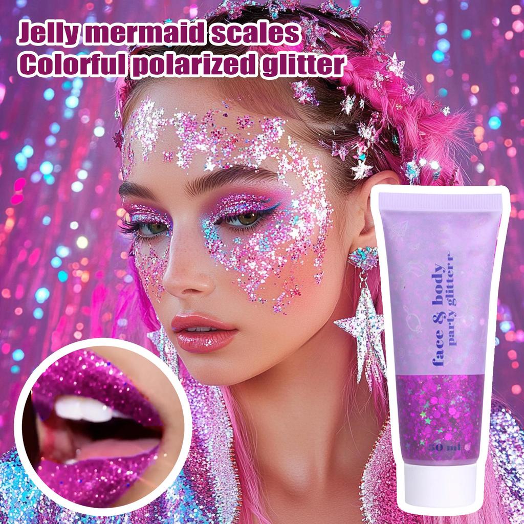 Glitzergel: Meerjungfrauen-Schuppen für Gesicht, Körper und Lippen; Glitter Lidschatten; , Schimmerndes Bühnen-Make-up 0 ml