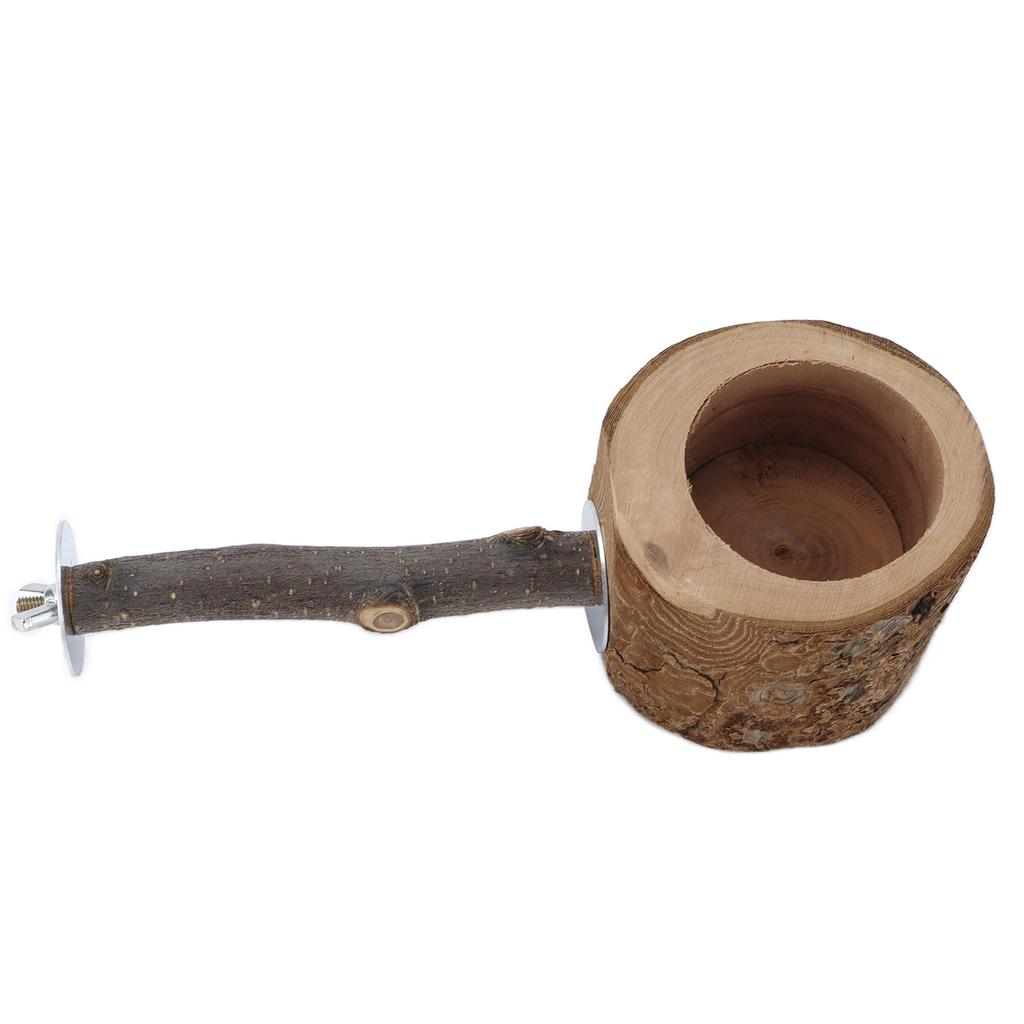 Parrot Wooden Stand Stick Food Bowl Safe Non Toxic Durable Wooden Stand Food Bowl Combination for