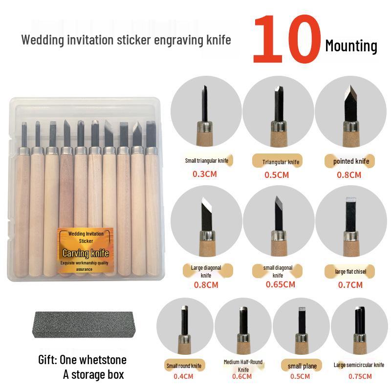 Woodcut Carving Knife Set for Wedding Invitations, Woodblock Prints, Rubber Stamps, and Handcrafted Wood Art