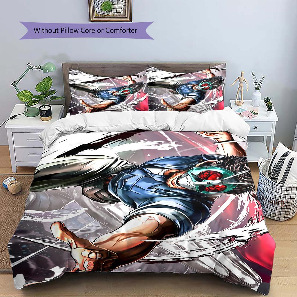 Rider CharactersPattern Bedding Quilt Set Home Decoration Gift (1 * duvet cover + 2 * pillowcase without core)