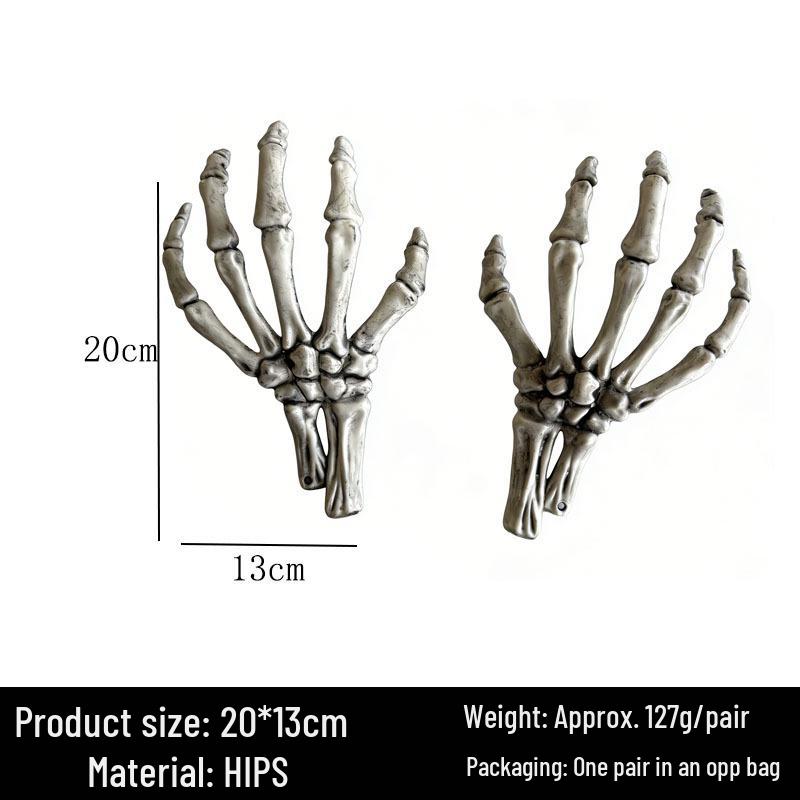 Halloween Skull & Skeleton Stake Set: 3-Piece Hand Bones & Head Decoration for Festive Props