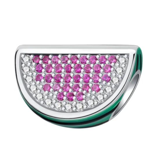 Copper Full Diamond Charms Colorful Heart Blooming Rose Round Beads Pendant Fit Original Bracelets Necklace Jewelry