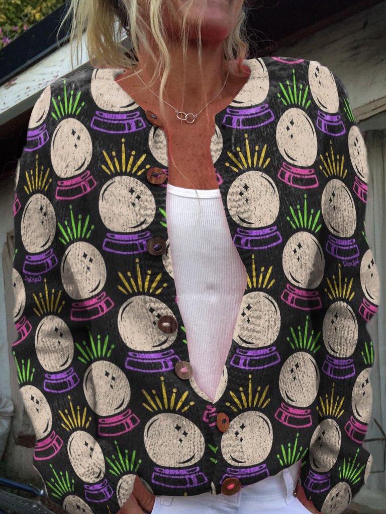 2025 Christmas Abstract Print Casual Imitation Wool Sweater